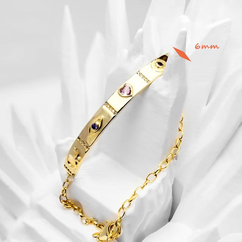 Cosmic Talisman Yellow Gold Plated Bracelet Long Bridge 925 Sterling Silver Vintage Gift Jewelry Fo 2
