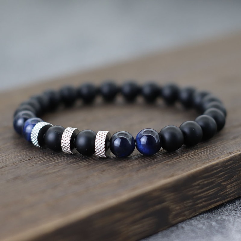 Natural Stone Onyx Phoenix Tiger Eyes Bracelet for Men Stylish Energy Healing Casual Homme