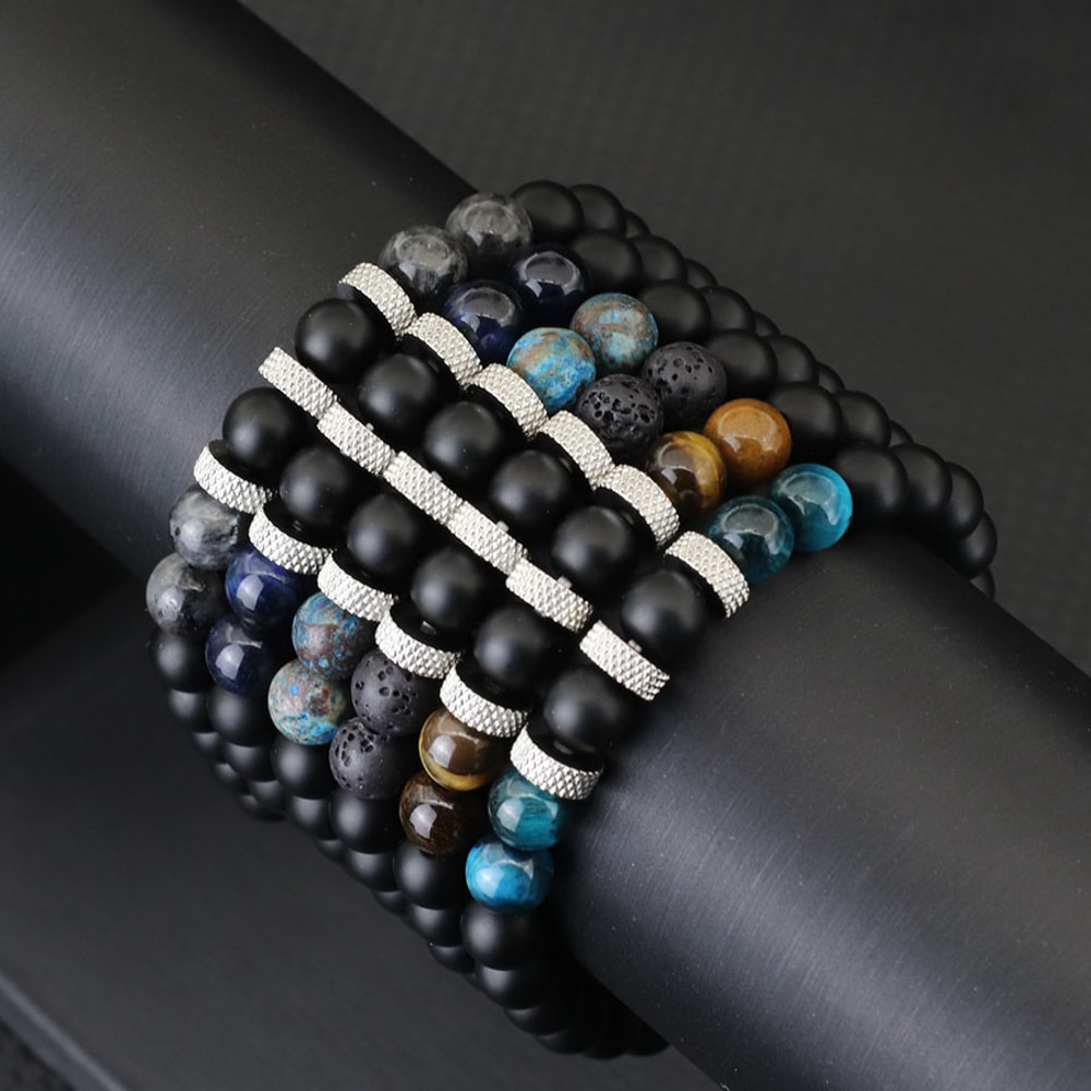Natural Stone Onyx Phoenix Tiger Eyes Bracelet for Men Stylish Energy Healing Casual Homme