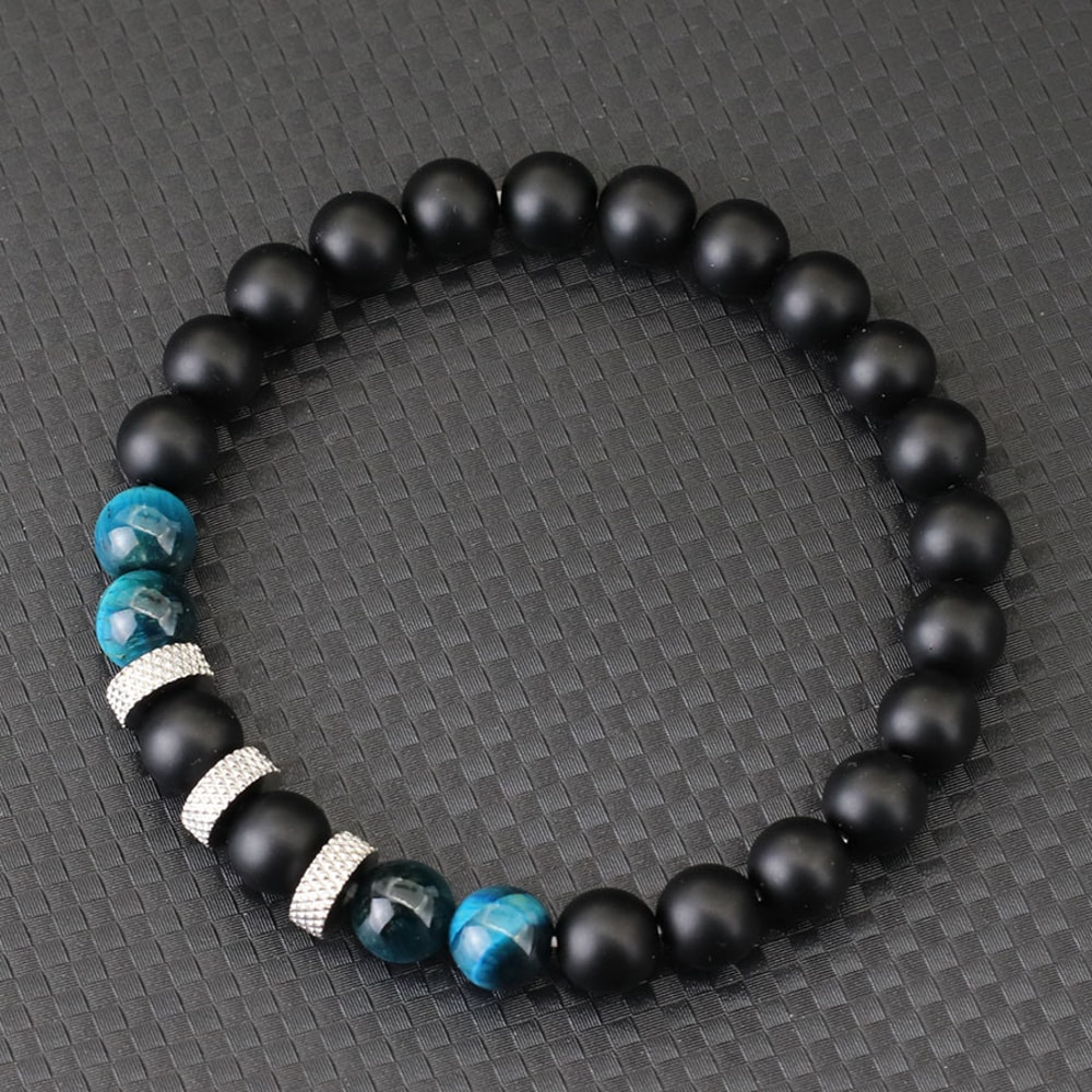 Natural Stone Onyx Phoenix Tiger Eyes Bracelet for Men Stylish Energy Healing Casual Homme