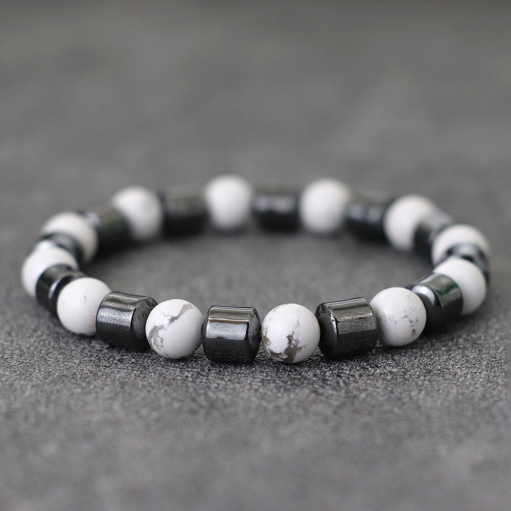 Premium Men Bracelet Howlite Hematite Tiger Eyes Homme Cycling Decoration 3