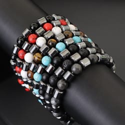 premium men bracelet, howlite, hematite, tiger eyes, homme cycling decoration