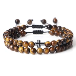 couples distance beads bracelet handmade yoga prayer jewelry cross tiger eye stone fashion hematite homme