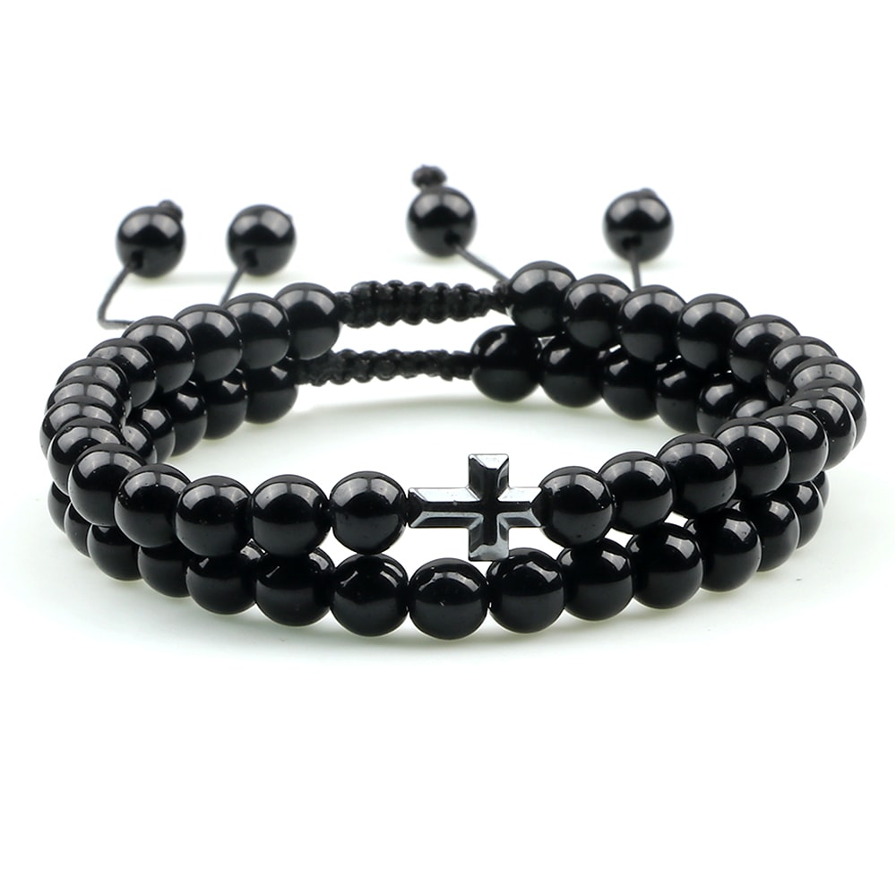 Couples Distance Beads Bracelet Handmade Yoga Prayer Jewelry Cross Tiger Eye Stone Fashion Hematite 5