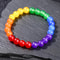 Colorful Natural Stone Bead Bracelet Rainbow LGBT Distance Couple Jewelry for Men Women