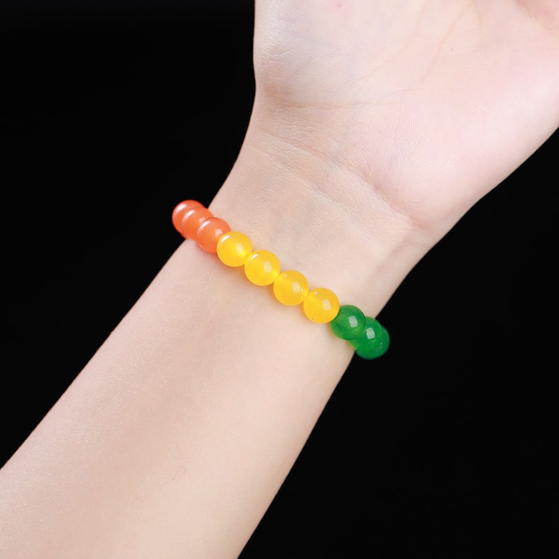 Colorful Natural Stone Bead Bracelet Rainbow LGBT Distance Couple Jewelry for Men Women