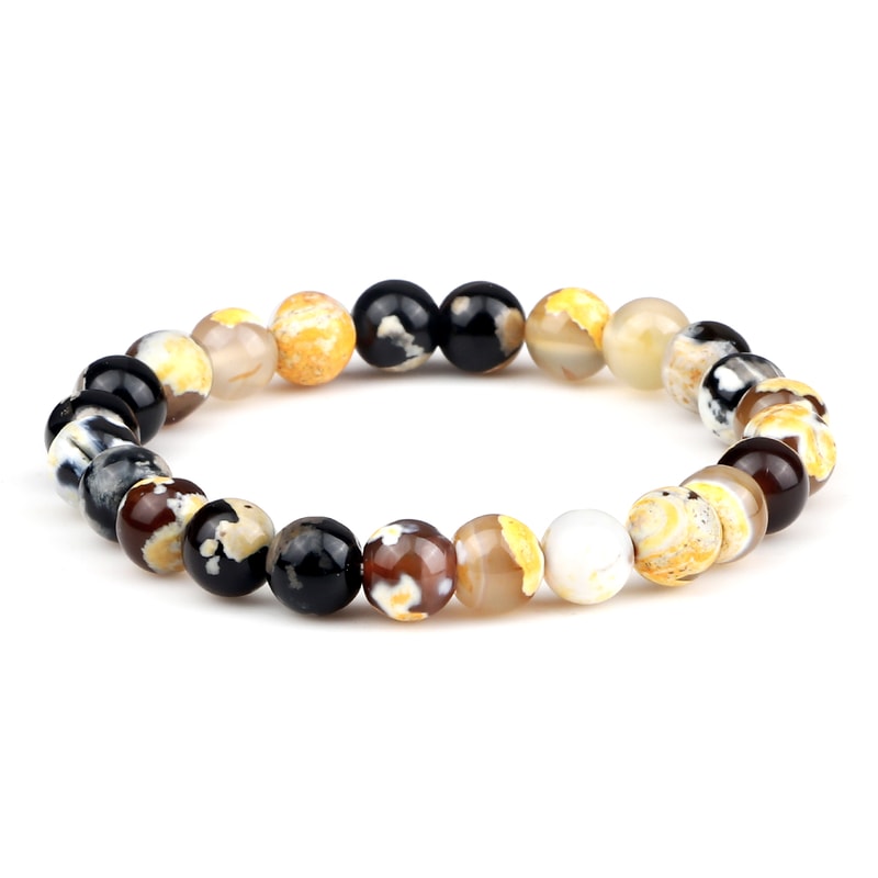 8mm Fire Agates Onyx Beads Couples Distance Bracelets Natural Healing Yoga For Men Women Elastic St 5