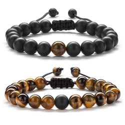 natural stone charm bead bracelet set onyx beaded couple distance bracelets stretch jewelry for women men