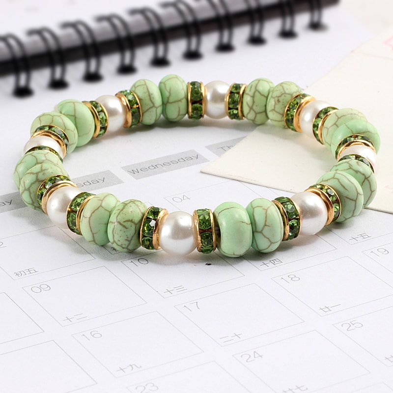 Natural Stone Beaded Circle Elastic Bracelets Bangles Charm Distance Bracelet Fashion Jewelry Men W 0