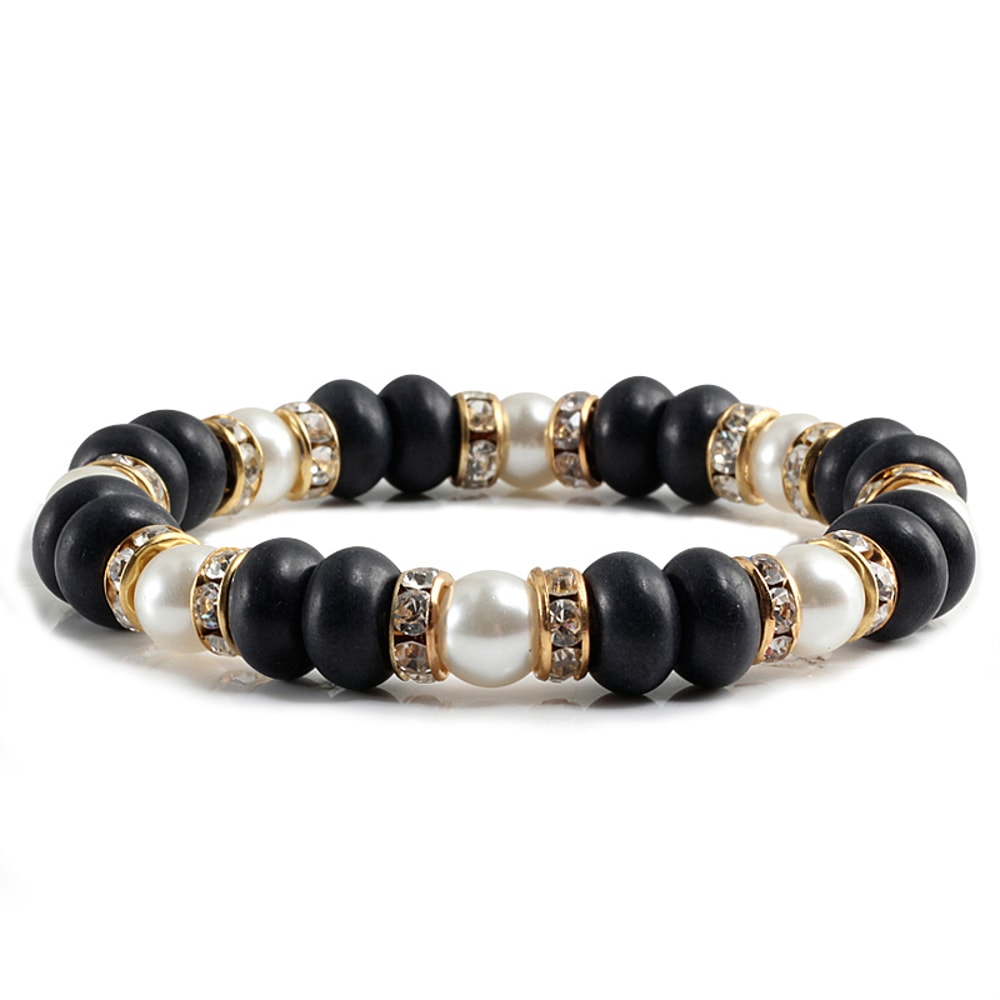 Natural Stone Beaded Circle Elastic Bracelets Bangles Charm Distance Bracelet Fashion Jewelry Men W 2