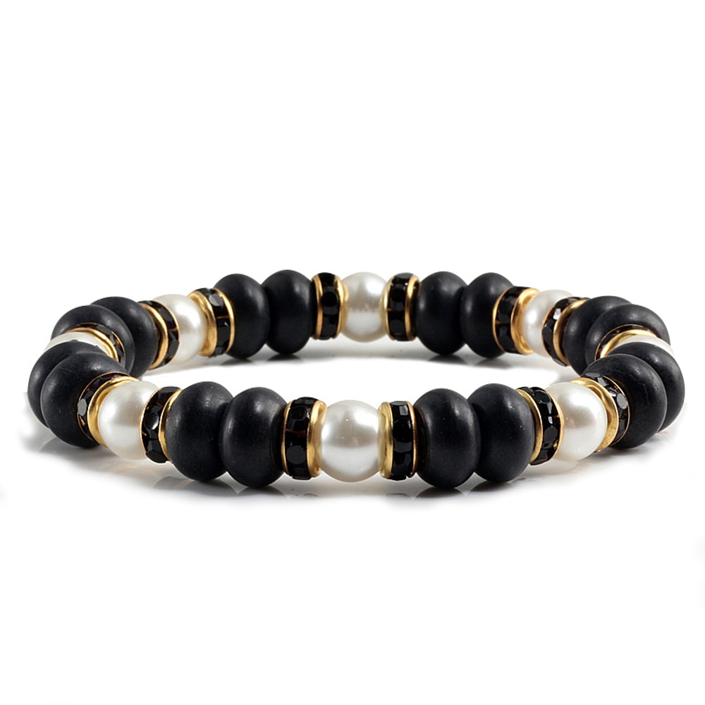 Natural Stone Beaded Circle Elastic Bracelets Bangles Charm Distance Bracelet Fashion Jewelry Men W 4