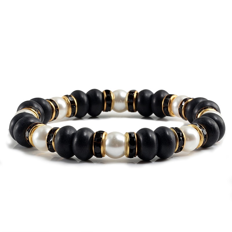 Natural Stone Beaded Circle Elastic Bracelets Bangles Charm Distance Bracelet Fashion Jewelry Men W 4