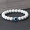 Tiger Eye Beaded Bracelet With Natural White Porcelain Flower Spacer Evil Eye Distance Couple Elast 1