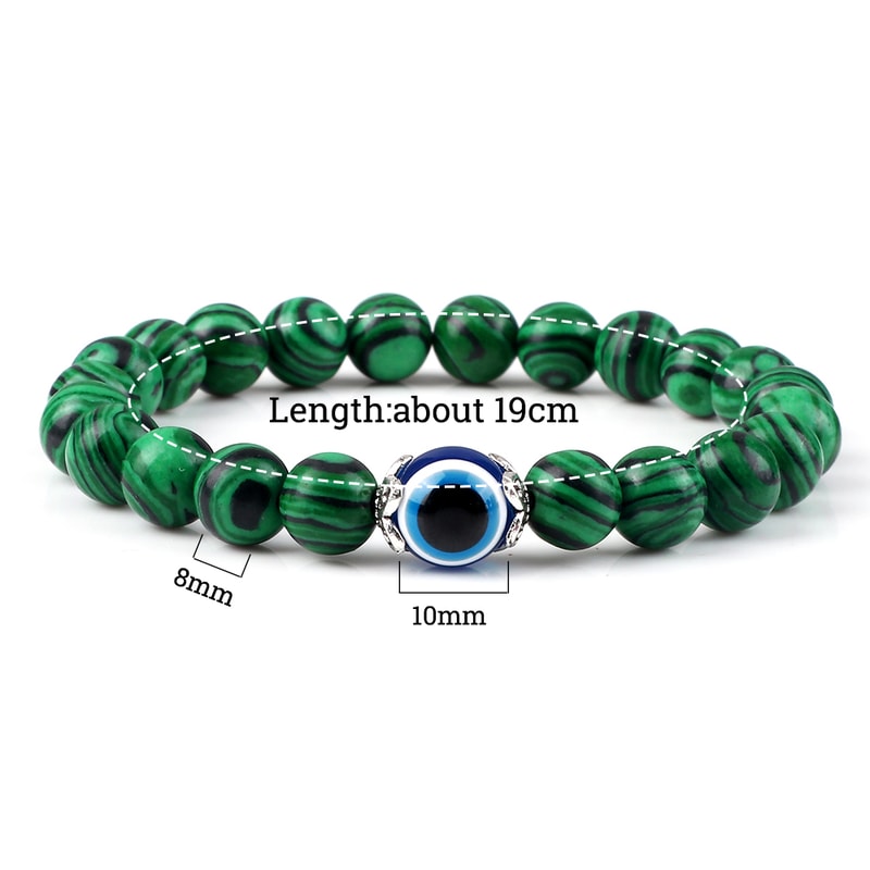 Tiger Eye Beaded Bracelet With Natural White Porcelain Flower Spacer Evil Eye Distance Couple Elast 5