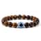 Tiger Eye Beaded Bracelet With Natural White Porcelain Flower Spacer Evil Eye Distance Couple Elast 10