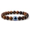 Tiger Eye Beaded Bracelet With Natural White Porcelain Flower Spacer Evil Eye Distance Couple Elast 10