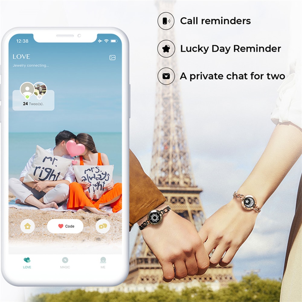 Long Distance Touch Bracelets For Couples Light Up Vibration Love Bracelets Mountain Sea Touch Brac 1