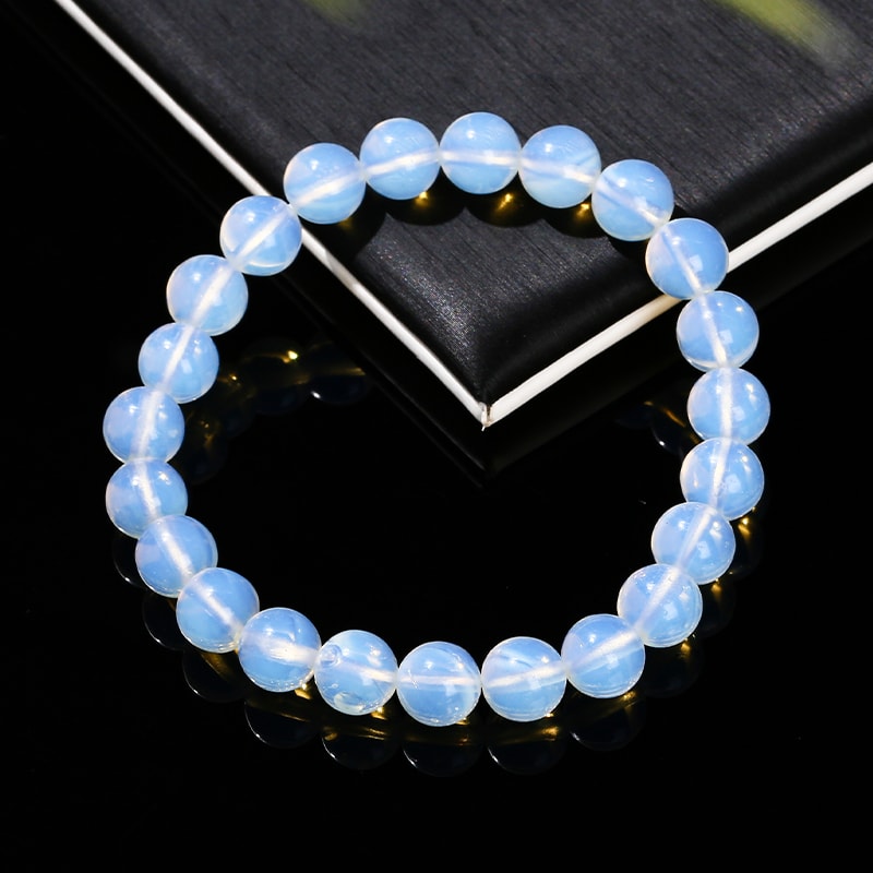 Handmade Opal Stone Bead Stretch Bracelet Simple Circle Design For Men And Women Reiki Healing Dist 1