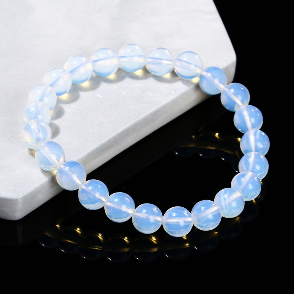 Handmade Opal Stone Bead Stretch Bracelet Simple Circle Design For Men And Women Reiki Healing Dist 2