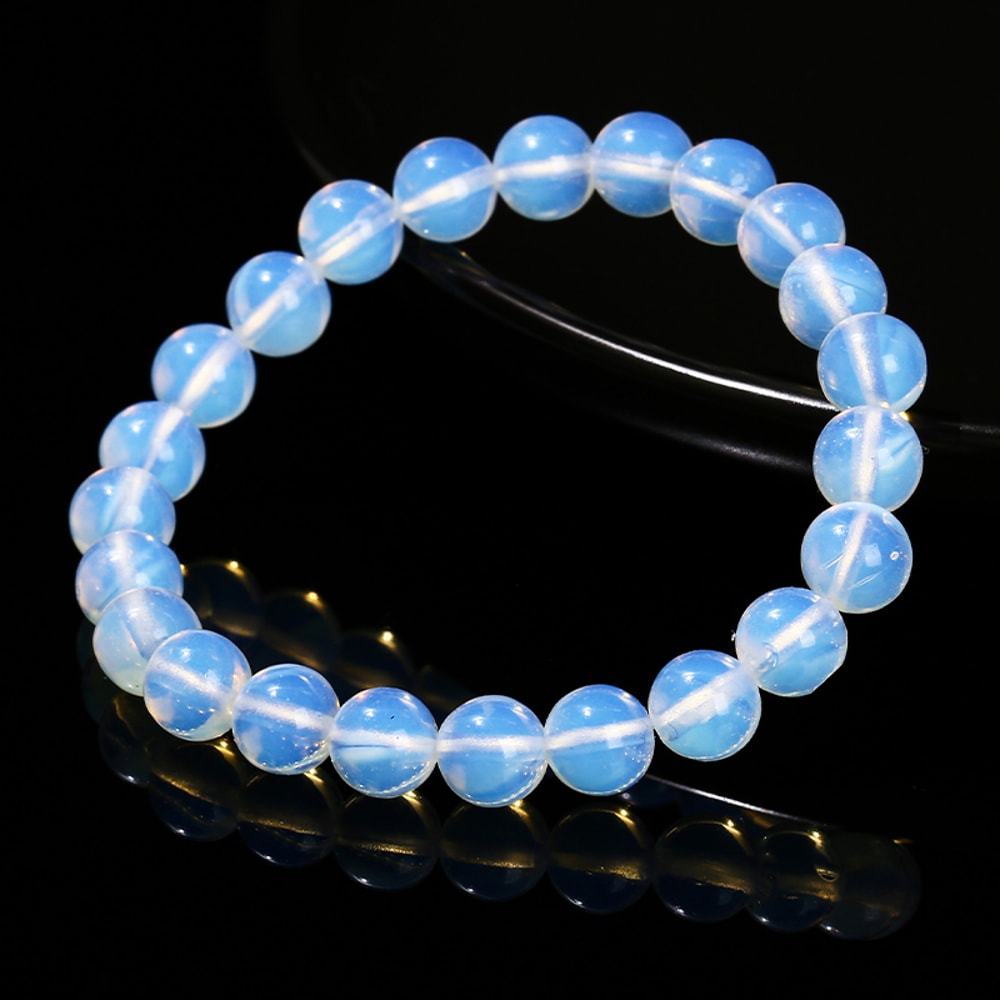 Handmade Opal Stone Bead Stretch Bracelet Simple Circle Design For Men And Women Reiki Healing Dist 3