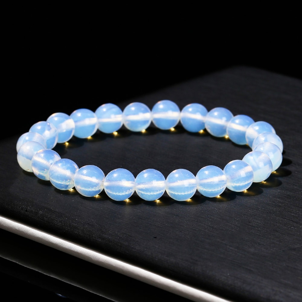 Handmade Opal Stone Bead Stretch Bracelet Simple Circle Design For Men And Women Reiki Healing Dist 4