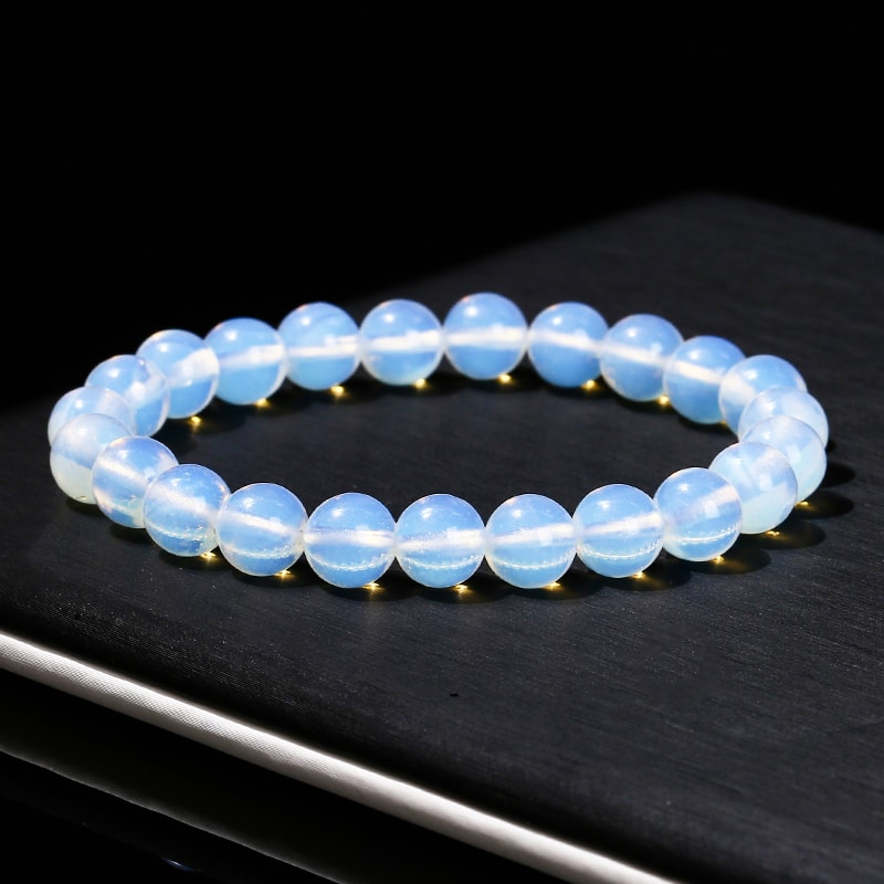 Handmade Opal Stone Bead Stretch Bracelet Simple Circle Design For Men And Women Reiki Healing Dist 4