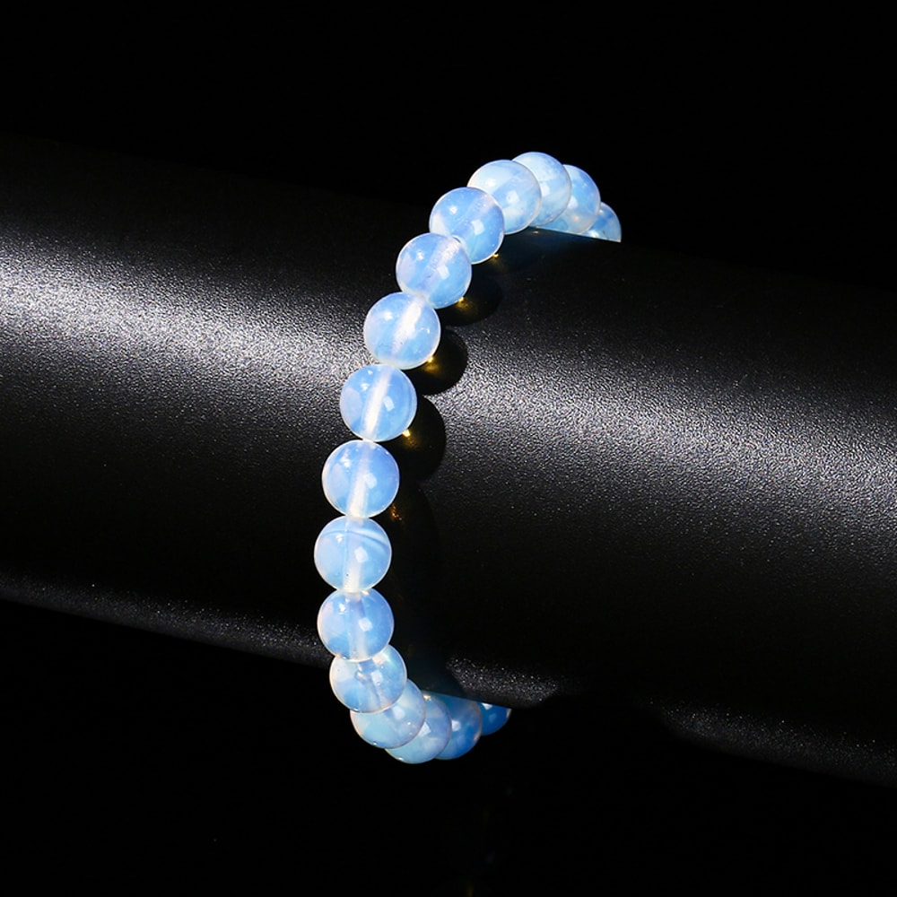 Handmade Opal Stone Bead Stretch Bracelet Simple Circle Design For Men And Women Reiki Healing Dist 5