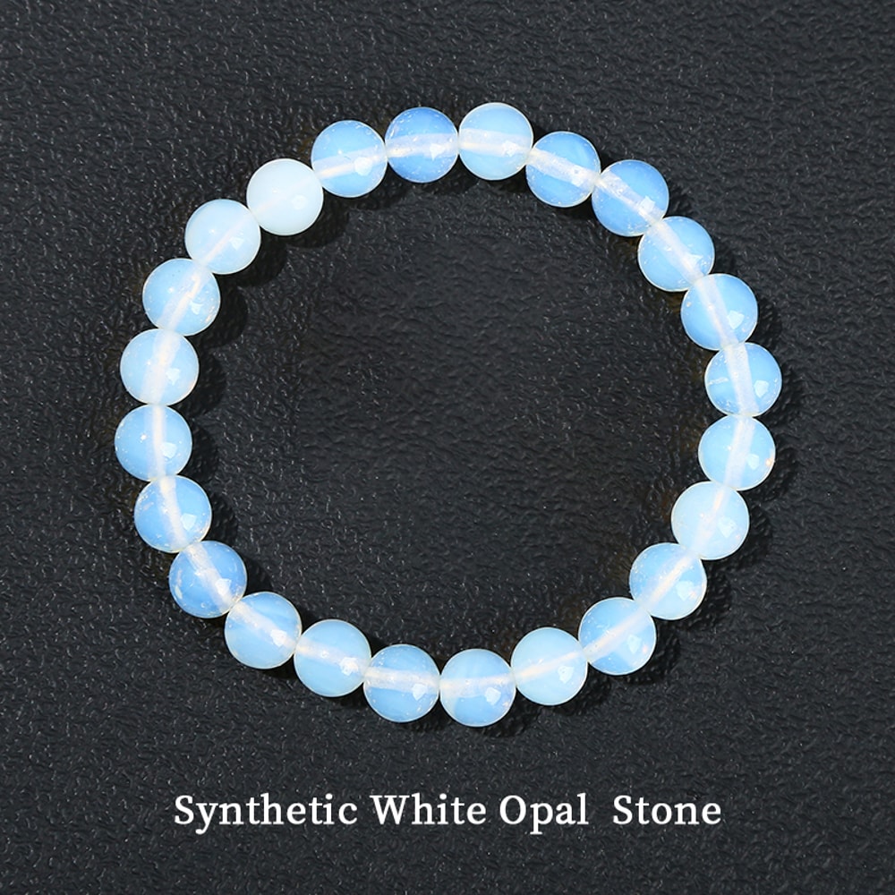 Handmade Opal Stone Bead Stretch Bracelet Simple Circle Design For Men And Women Reiki Healing Dist 6