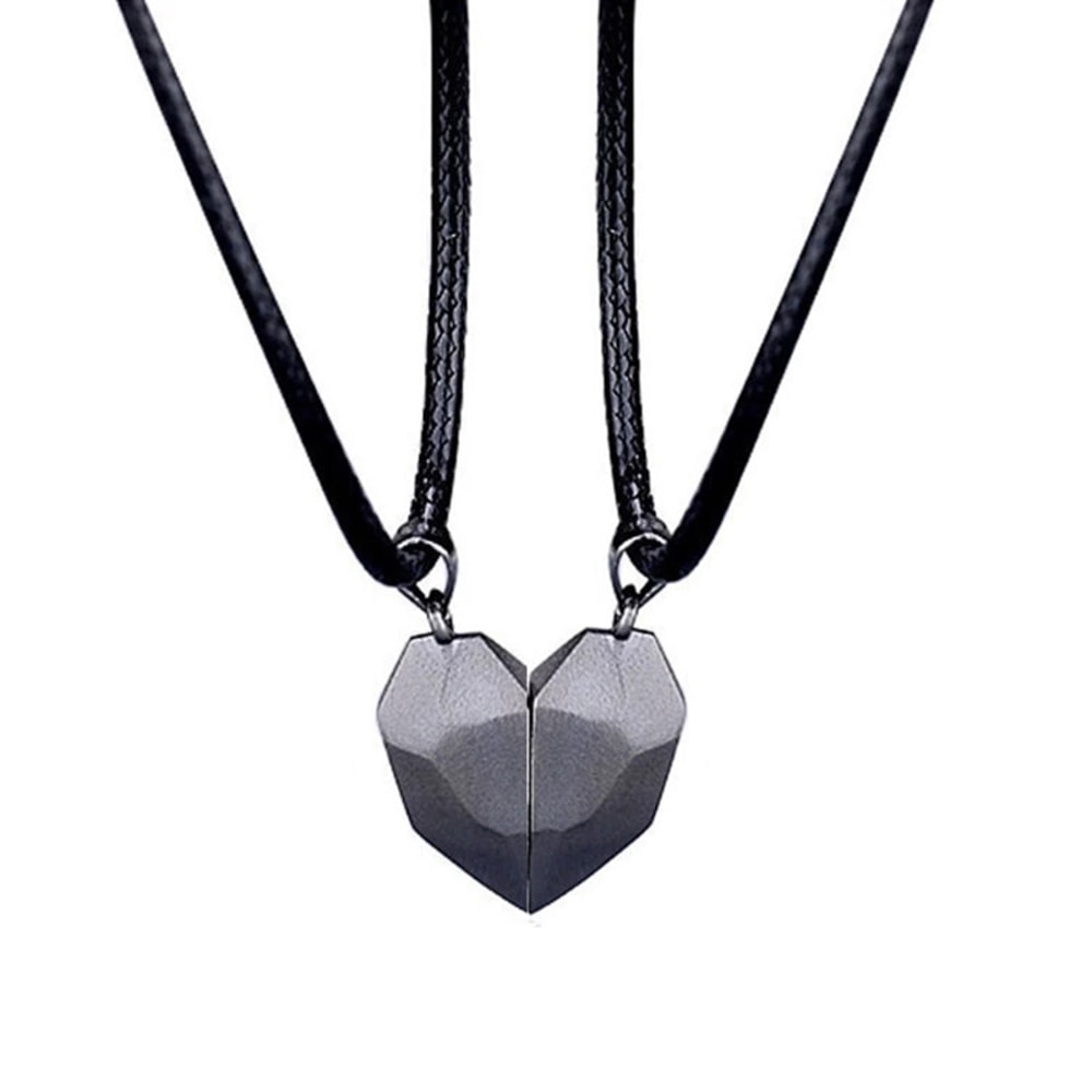 Magnetic Heart Couple Pendant Necklace Electrocardiogram Good Simple Quality Pendant Splicing Neckl 0