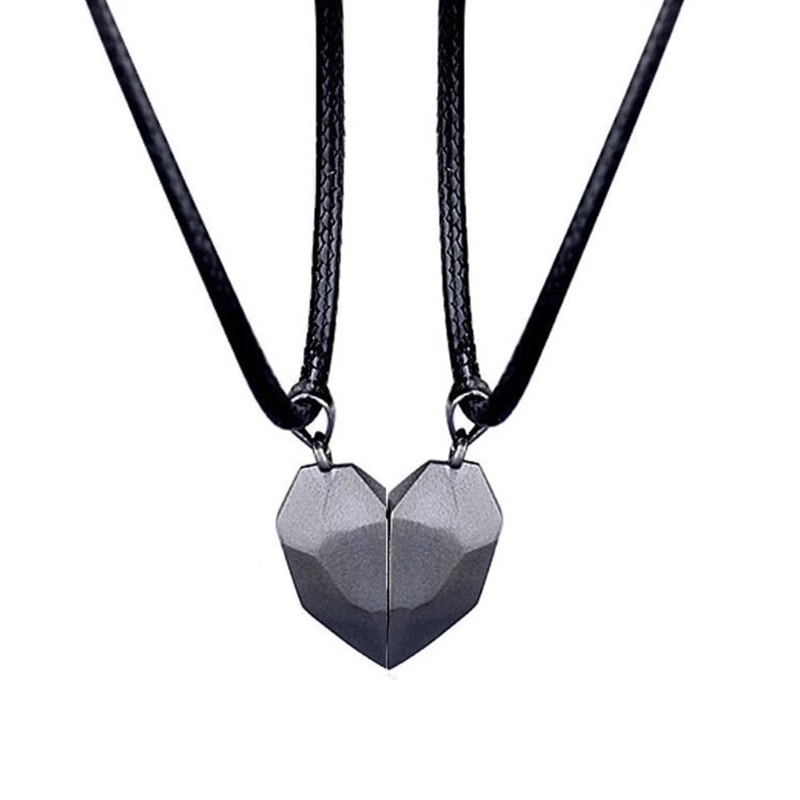 Magnetic Heart Couple Pendant Necklace Electrocardiogram Good Simple Quality Pendant Splicing Neckl 0