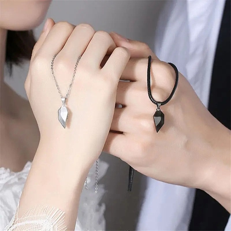 Magnetic Heart Couple Pendant Necklace Electrocardiogram Good Simple Quality Pendant Splicing Neckl 5