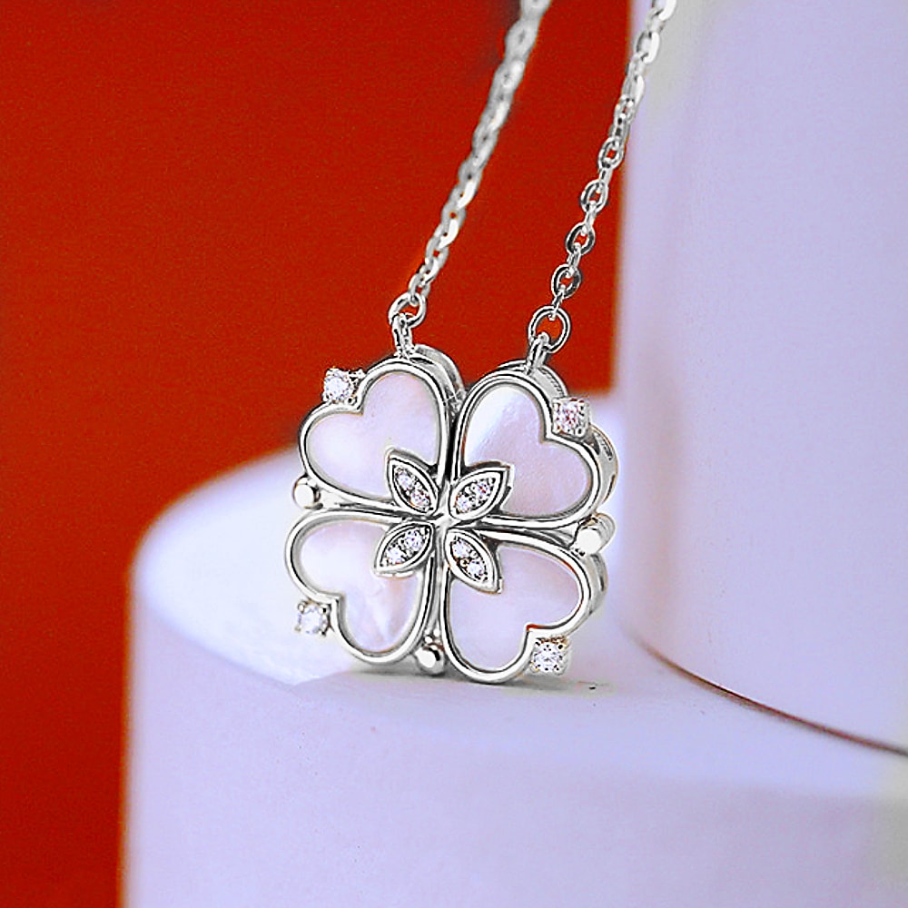 Heart Shaped Clover Necklace Pendant Stainless Steel Love Magnetic Necklace Jewelry Gift For Women 9