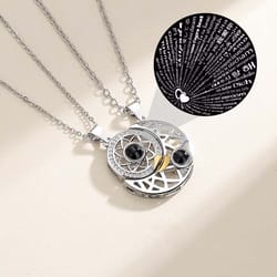 magnetic couple necklace i love you heart shape projection necklace jewelry for men and women