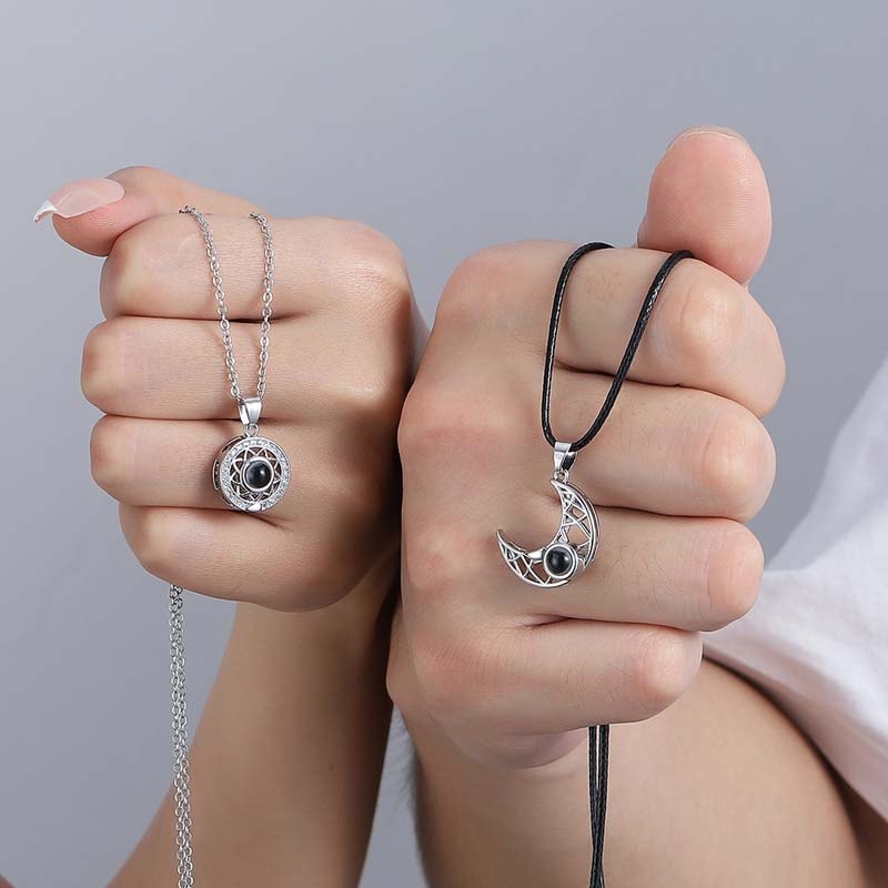 Magnetic Couple Necklace I Love You Heart Shape Projection Necklace Jewelry For Men And Women 1
