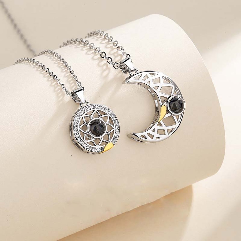 Magnetic Couple Necklace I Love You Heart Shape Projection Necklace Jewelry For Men And Women 4