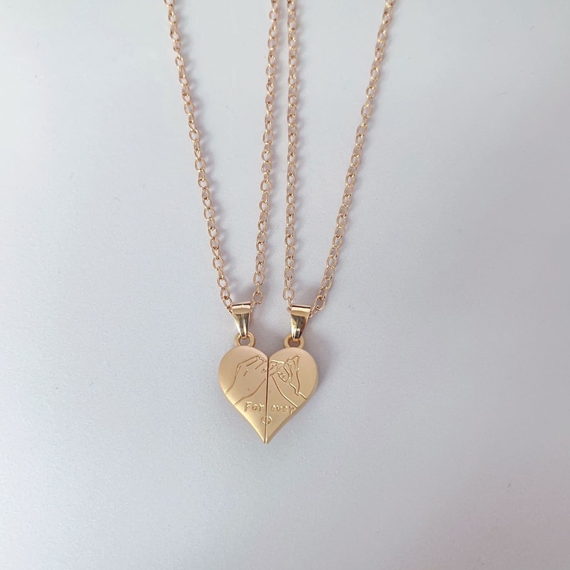 Couple Pendant Necklace Electrocardiogram Magnetic Heart Pendant Splicing Necklace Simple Quality V 5