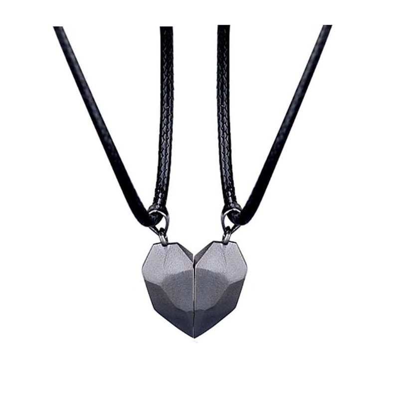 Magnetic Heart Necklace Couple Jewelry Womens Valentines Day Sweater Chain Lover Best Friend Weddin 2
