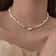Magnetic Heart Pearl Choker Necklace Elegant Chain Jewelry For Women Girls Bridal Engagement Gift 0