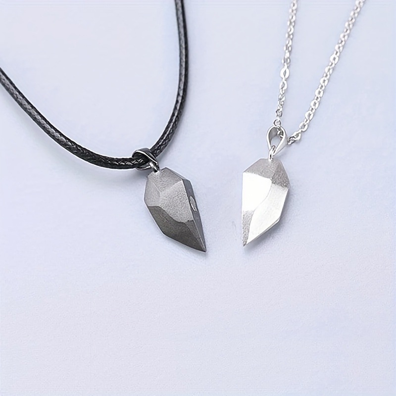 Magnetic Heart Couple Pendant Necklace Electrocardiogram Good Simple Quality Splicing Necklace Vale 2