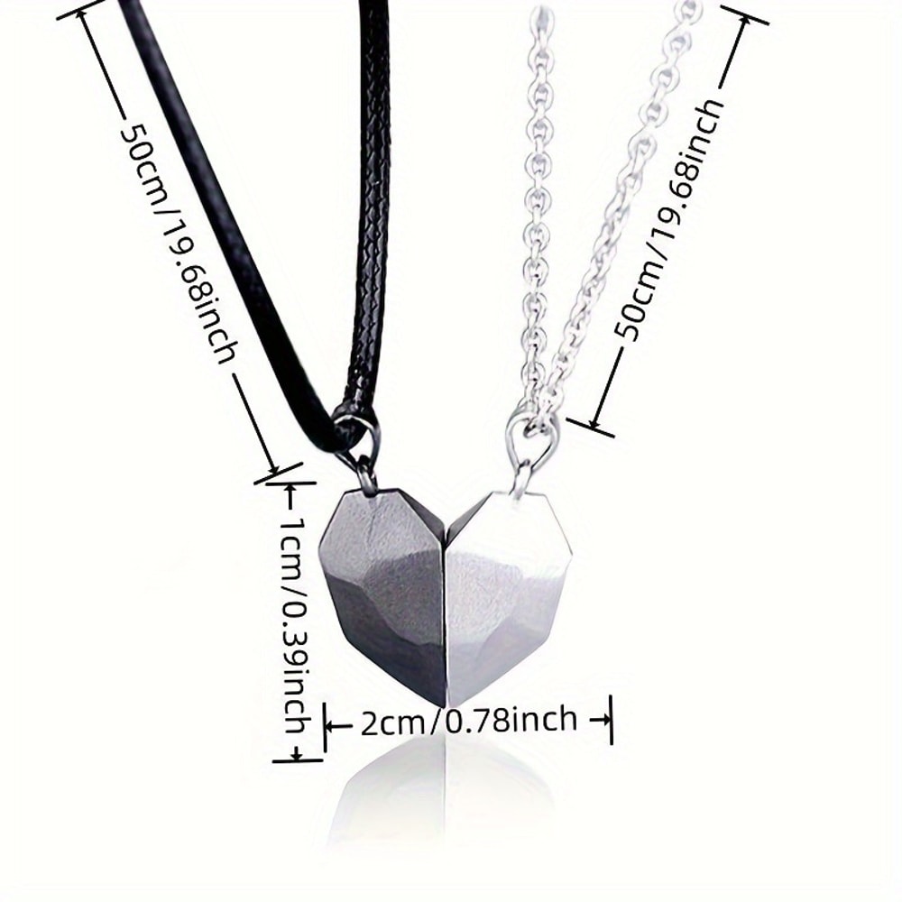 Magnetic Heart Couple Pendant Necklace Electrocardiogram Good Simple Quality Splicing Necklace Vale 5