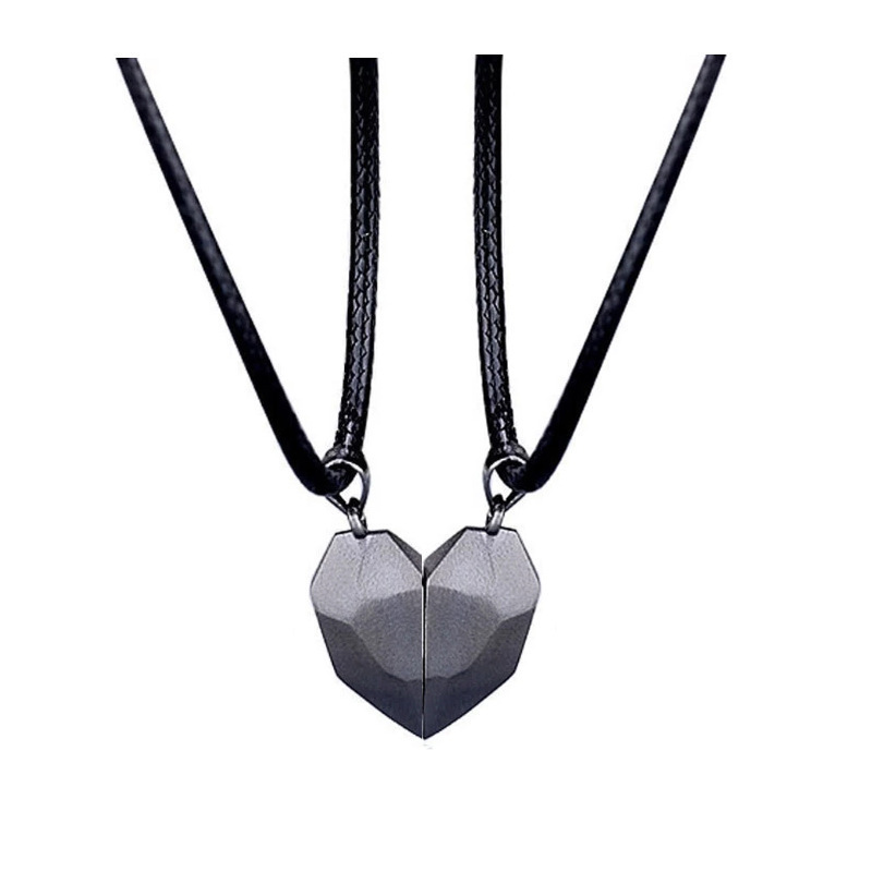 Magnetic Heart Couple Pendant Necklace Electrocardiogram Good Simple Quality Splicing Necklace Vale 7