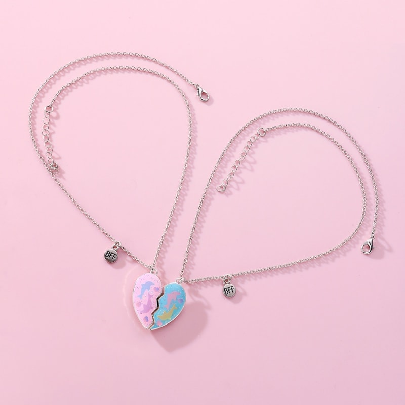 Best Friends Pendant Necklace Magnetic Broken Heart Chain Adjustable Lover BFF Jewelry Gift For Wom 3