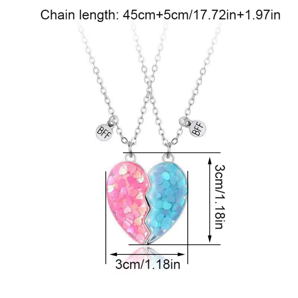 Best Friends Pendant Necklace Magnetic Broken Heart Chain Adjustable Lover BFF Jewelry Gift For Wom 4