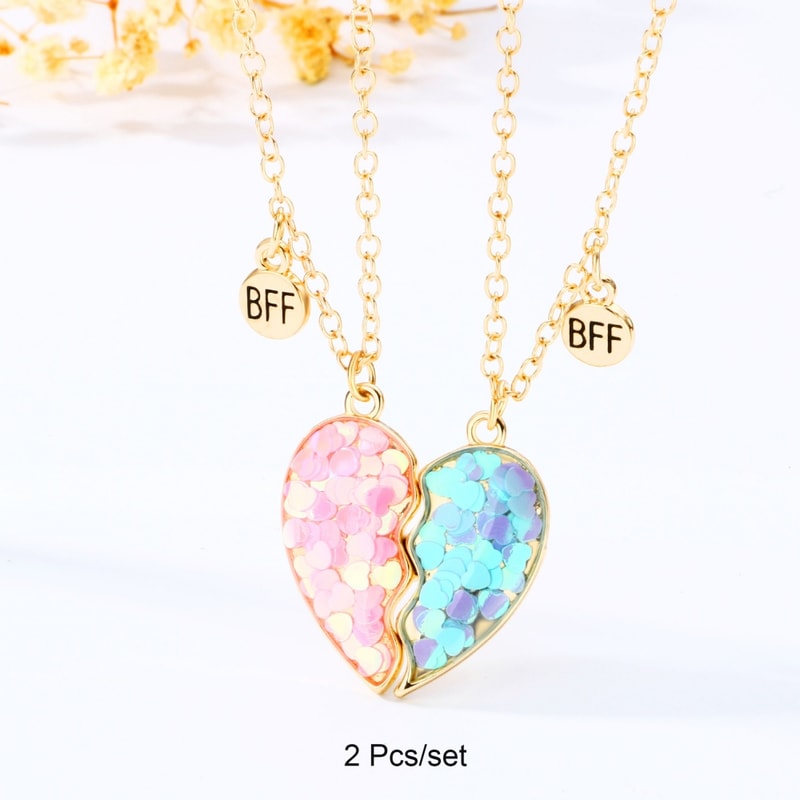 Best Friends Pendant Necklace Magnetic Broken Heart Chain Adjustable Lover BFF Jewelry Gift For Wom 5