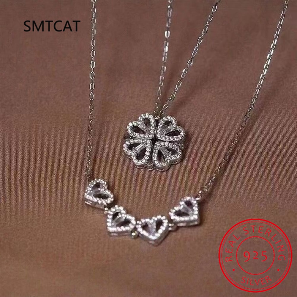 Spaceman Magnetic Heart Pendant Necklace Astronaut Star Couple Necklaces Friendship Jewelry Gift Fo 0