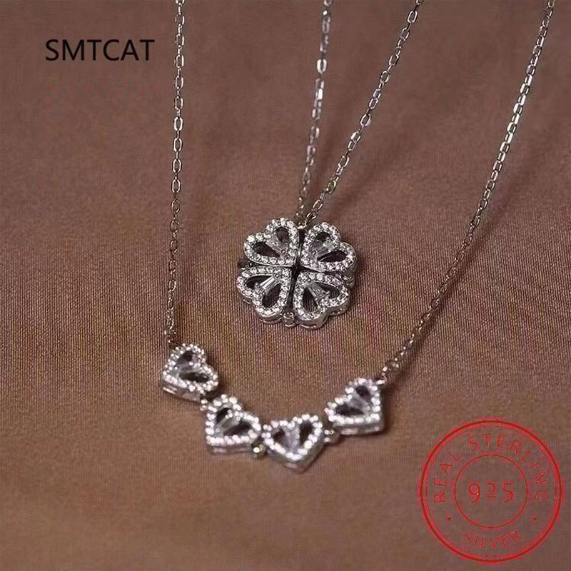 Spaceman Magnetic Heart Pendant Necklace Astronaut Star Couple Necklaces Friendship Jewelry Gift Fo 0