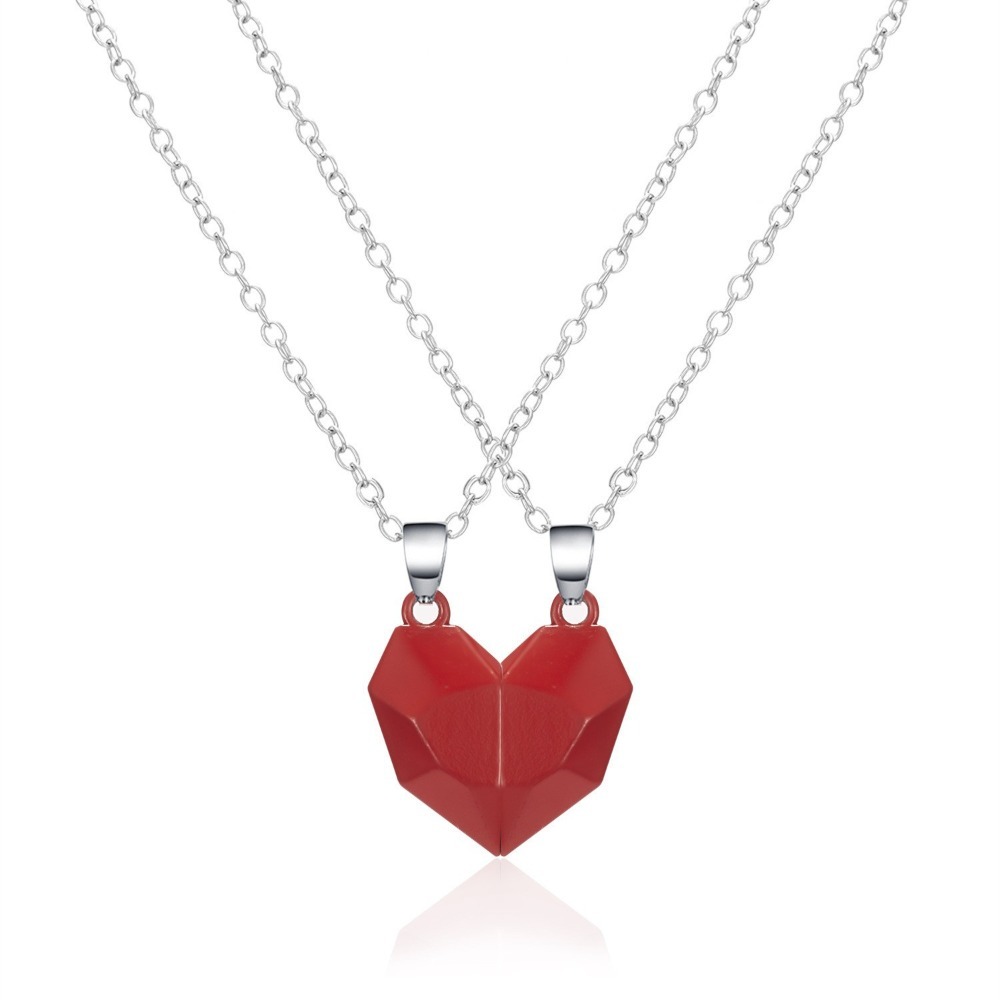 Fashion Couple Necklace Set Heart Magnetic Necklace For Couples Heart Combination Pendant Anniversa 5