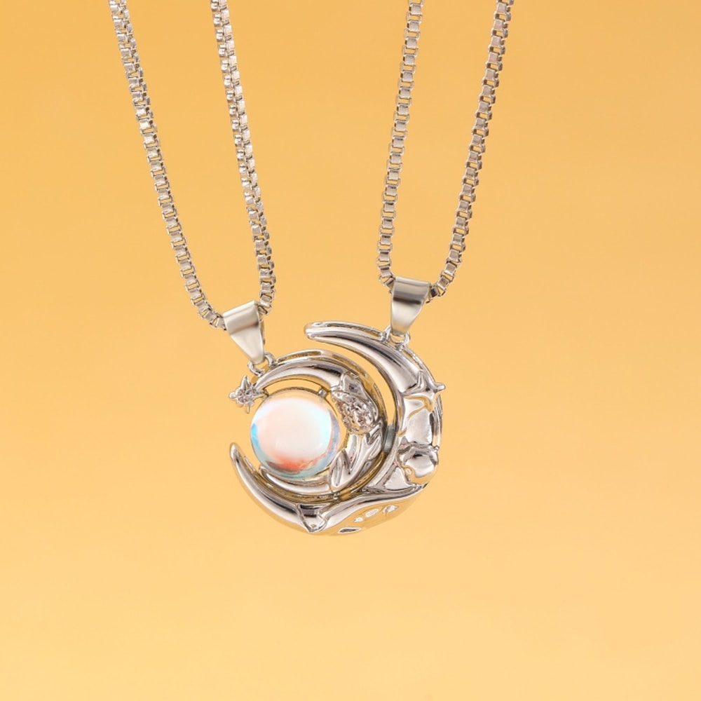 Magnetic Couple Matching Necklace Set Sun Moon Heart Shape Magnet Pendant Fashion Lover Gift Jewelr 8