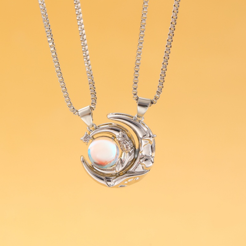 Magnetic Couple Matching Necklace Set Sun Moon Heart Shape Magnet Pendant Fashion Lover Gift Jewelr 8