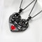 Creative Gothic Punk Skull Red Love Magnetic Heart Necklace Couple Jewelry For Women Men 5